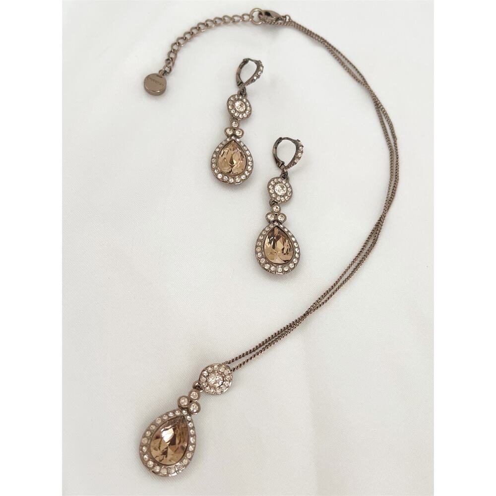 GIVENCHY Vintage Rose Gold Crystal Necklace and Earring Set